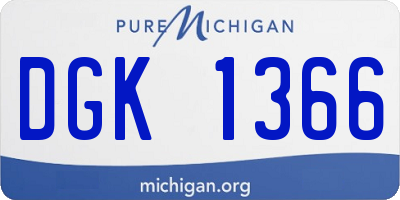 MI license plate DGK1366
