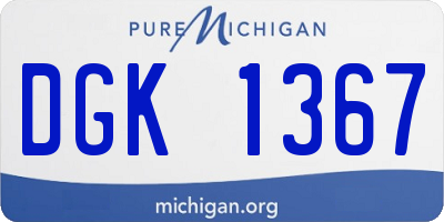 MI license plate DGK1367