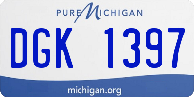 MI license plate DGK1397