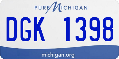 MI license plate DGK1398