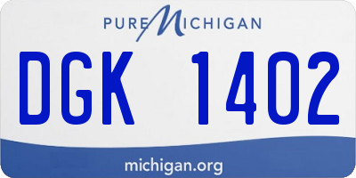 MI license plate DGK1402