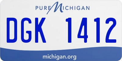 MI license plate DGK1412
