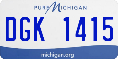 MI license plate DGK1415