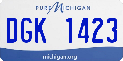 MI license plate DGK1423