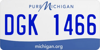 MI license plate DGK1466