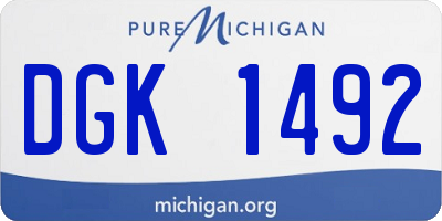 MI license plate DGK1492