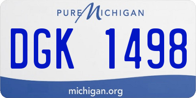 MI license plate DGK1498