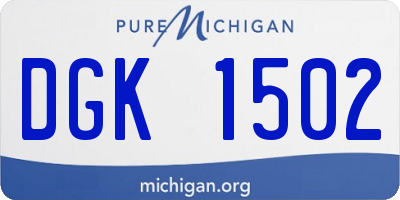 MI license plate DGK1502