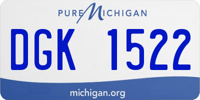 MI license plate DGK1522