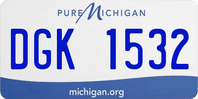 MI license plate DGK1532