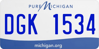 MI license plate DGK1534