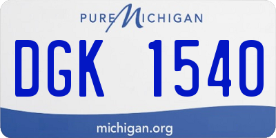 MI license plate DGK1540