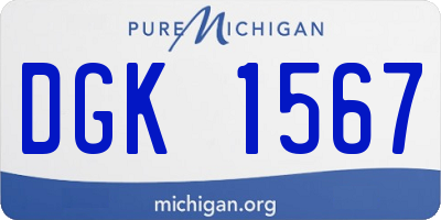 MI license plate DGK1567