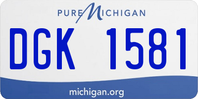 MI license plate DGK1581