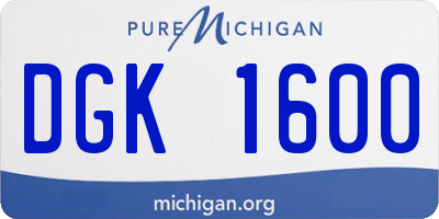 MI license plate DGK1600