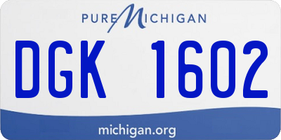 MI license plate DGK1602