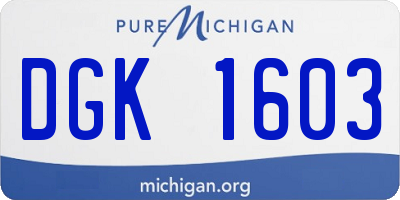 MI license plate DGK1603
