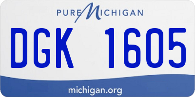 MI license plate DGK1605