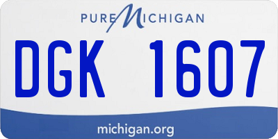 MI license plate DGK1607