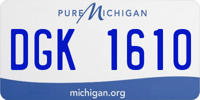 MI license plate DGK1610