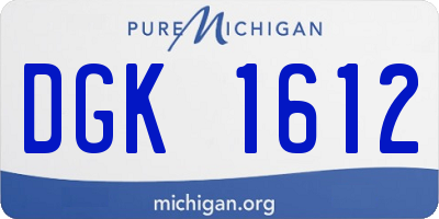 MI license plate DGK1612