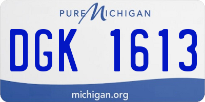 MI license plate DGK1613