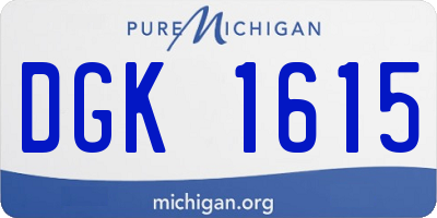 MI license plate DGK1615