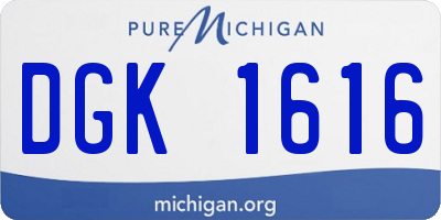 MI license plate DGK1616