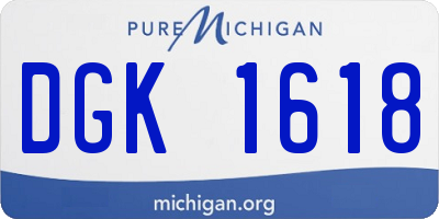 MI license plate DGK1618