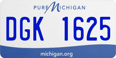 MI license plate DGK1625
