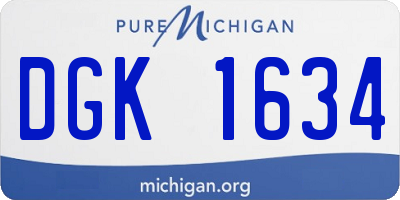 MI license plate DGK1634