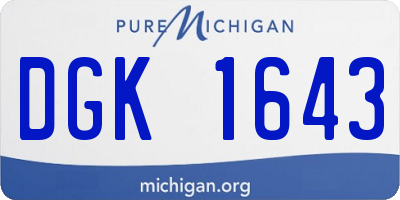MI license plate DGK1643