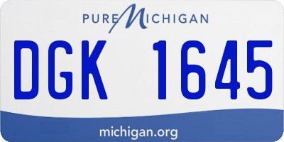 MI license plate DGK1645