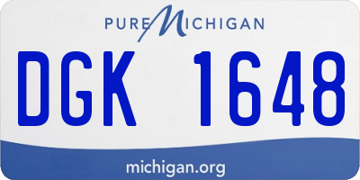 MI license plate DGK1648