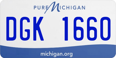 MI license plate DGK1660