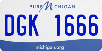 MI license plate DGK1666