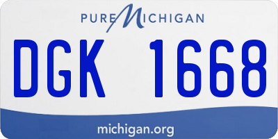 MI license plate DGK1668