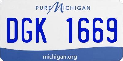 MI license plate DGK1669
