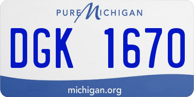 MI license plate DGK1670