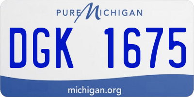 MI license plate DGK1675