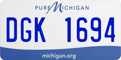 MI license plate DGK1694