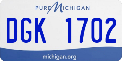 MI license plate DGK1702