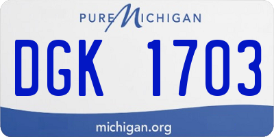 MI license plate DGK1703