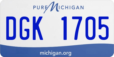 MI license plate DGK1705