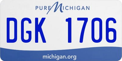 MI license plate DGK1706