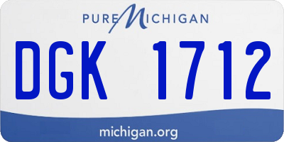 MI license plate DGK1712