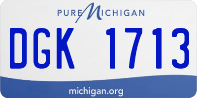 MI license plate DGK1713