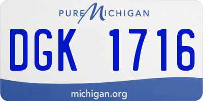 MI license plate DGK1716
