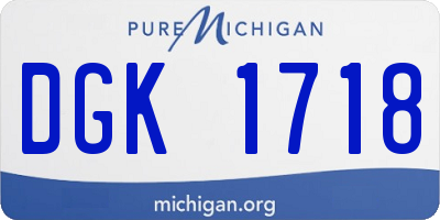 MI license plate DGK1718
