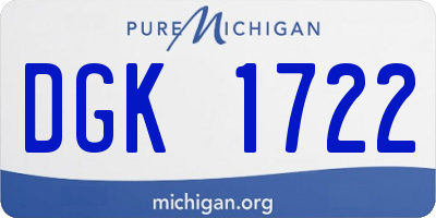 MI license plate DGK1722